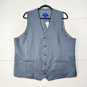 NWT Egara Slim Fit Gray Vest Mens XXL Waist Coat Formal 100% Wool Lightweight‎